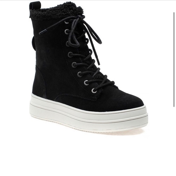 J/slides leather faux fur lined boots size 10